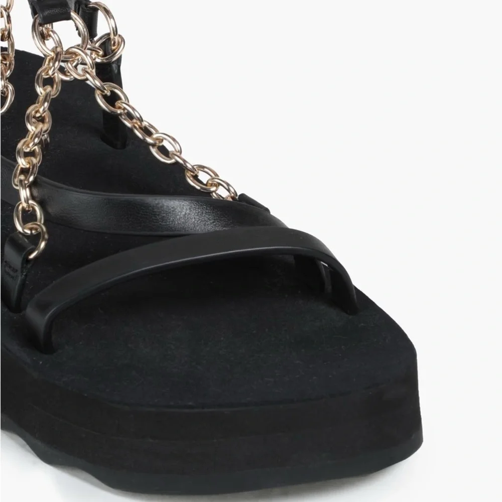 MAJE Chain-trimmed Leather Platform Sandals - Picture 3 of 5